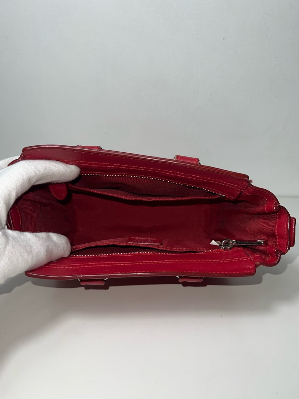Coach Swagger 21 Red Leather Top Handle Crossbody Tote Satchel Purse Bag - Picture 13 of 15